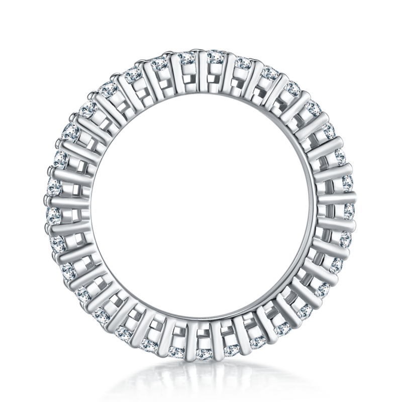 Egg shaped full body lined ring S925 silver plated platinum moissanite diamond women's ring 3.4 carats D-grade